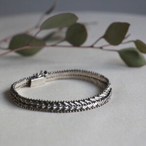 1970's Sterling Silver Mexican Woven Bracelet